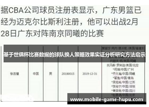 基于世俱杯比赛数据的球队换人策略效果实证分析研究方法启示
